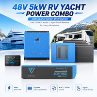 Combo d'alimentation 48V 5kW pour camping-car et yacht avec distribution intelligente Epanel, 4 circuits AC et 20 circuits DC, télécommande tactile Epad pour camping-car de luxe