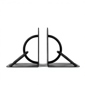 Sujetalibros de Metal Pesado con Anillo Negro Mate, Textura Fundida, Decoración para Hogar y Oficina, Suministro al por Mayor - Product Image 1