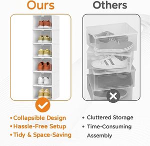 Customized Multi-layer Folding <b>Plastic</b> Stackable Shoe Organizer for Closet Space Saving Foldable Shoe <b>Box</b> Rack Sneaker Container - Product Image 2