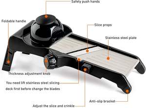Manual Vegetable Slicer Adjustable <b>Mandoline</b> Slicer Cutter Stainless Steel Food Slicer Chopper with Safety and Holder - Product Image 2