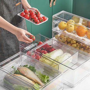 Refrigerator <b>Drawer</b> Organizer Transparent <b>Storage</b> <b>Box</b> With Handle Kitchen Food Container Large Capacity Vegetable Fruit - Product Image 4