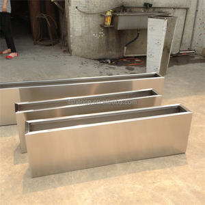 Vaso di fiori in metallo argento vaso di fiori da giardino in acciaio inossidabile grande rettangolo - Product Image 3