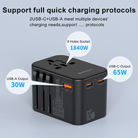 Adaptador de Pared USB-C de 3 Puertos con Carga Rápida Super Mini GaN PD 3.0 de 65W, Enchufe Universal, Certificado CE/FCC, para Cargador de Viaje para Portátil