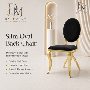 Chaise de réception de mariage ronde noire avec dossier doré en acier inoxydable et revêtement noir pour salles de banquet – Vente en gros de sièges - Product Image 3