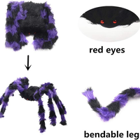 Araignée géante en peluche de 90 cm pour Halloween, accessoires de scène d'horreur, araignée colorée pour fête d'Halloween, impression typographique moderne