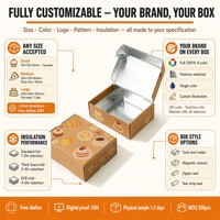 Boîte d'expédition isotherme en kraft avec feuille d'aluminium imprimée sur mesure pour la livraison de plats chauds, pizzas, gâteaux, boulangerie et préparation de repas