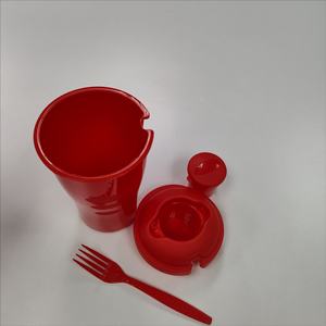 Nueva taza de plástico creativa personalizada para <span class=keywords><strong>desayuno</strong></span>, ensalada de frutas con tapa de tenedor, <span class=keywords><strong>tazas</strong></span> de té y platillos - Product Image 4