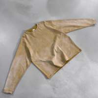 T-shirt à manches longues personnalisé avec logo, 315g, en pur coton, style rétro délavé et usé, coupe ample, vêtement de sport à manches longues