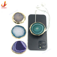 Support de téléphone portable flexible antichoc en cristal naturel doré pour bureau, vente en gros
