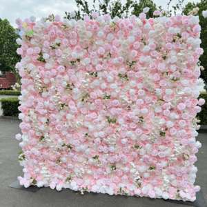 SW fleurs artificielles panneau mural tissu <span class=keywords><strong>bordeaux</strong></span> toile <span class=keywords><strong>de</strong></span> fond fleur 3d rose mur rollup vin rouge 8*8 fleur mur pour la décoration <span class=keywords><strong>de</strong></span> mariage - Product Image 5