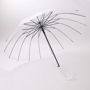 Custom LOGO Printed Couple Umbrellas Full Automatic 16 Bone Transparent with Straight Handle Modern 8K Ribs Design