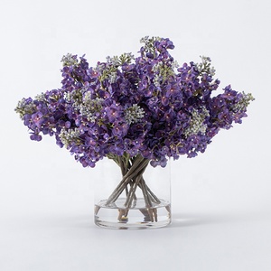 Nuevo Arreglo Floral Artificial de Flores de <span class=keywords><strong>Lila</strong></span> Realistas con Florero de Vidrio para Decoración de Mesa en Banquetes de Boda - Product Image 1