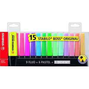 STABILO - Juego de 15 Marcadores Fluorescentes Originales BOSS en Tonos Pastel con Estuche - Product Image 1