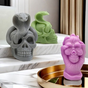 Moule en silicone TangChu pour bougie tête de serpent Halloween, moule à gâteau en forme de crâne, plâtre, résine, décoration d'intérieur, emballage OPP - Product Image 2