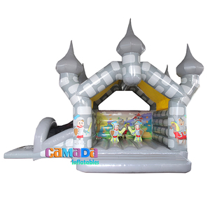 Château <span class=keywords><strong>Gonflable</strong></span> Commercial Médiéval Chevalier et Toboggan Combo Hupfburg pour Location d'Équipements de Fête - Product Image 5