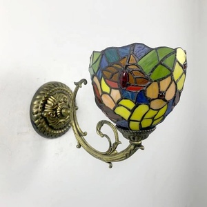 LongHuiJing Vintage Tiffany Style Stained Glass Wall Sconce Flower Wall Lamp Fixture - Product Image 5