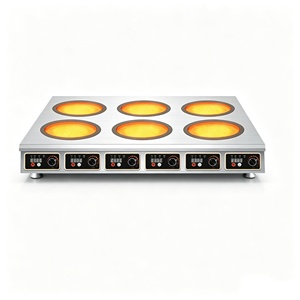 Placa de cocción eléctrica comercial de cerámica infrarroja de alta resistencia con 6 quemadores, 3500W por quemador, estufa multizona, compatible con todo tipo de utensilios de cocina. - Product Image 2