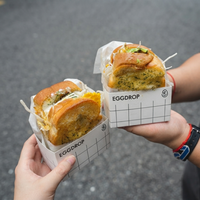 Boîte en papier personnalisée pour petit-déjeuner, pain, dessert, sandwich, œuf émietté, hamburger, bagel, beignet, avec support pour pain grillé épais