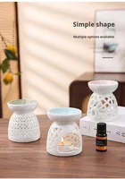 Brûleur d'huile aromatique en céramique blanche écologique de haute qualité, fait à la main, non électrique, hautement parfumé, chauffe-cire, décoration d'intérieur