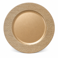 Assiettes de présentation en PP texturé doré de 13 pouces, légères et incassables, pour mariages, banquets et événements