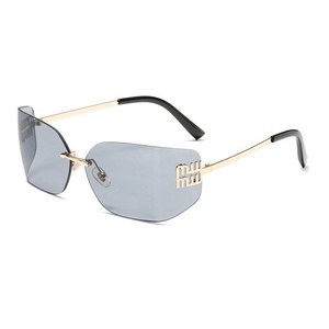 Luxury Rimless Cut Edge Women Sunglasses UV400 Protection Custom Curved Lens Fashion Designer <b>Eyewear</b> - Product Image 4