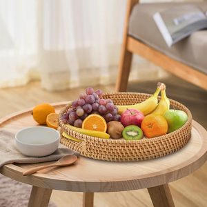 Plateau de service rond de 14 pouces Plateaux ronds Décoration intérieure Plateaux décoratifs pour la décoration intérieure avec poignées découpées - Product Image 1