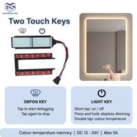 Interrupteur tactile à double bouton 12-24V 5A, monochrome ou tricolore, avec fonction anti-buée pour miroir de salle de bain et éclairage LED