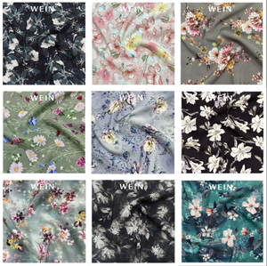 B28 KOSHIBO CREPE Kain Cetak Floral Kustom Lembut 100% Poliester 130GSM Permeabilitas Tinggi MOQ Rendah 1M Kain Gaun Langsung dari Pabrik - Product Image 3