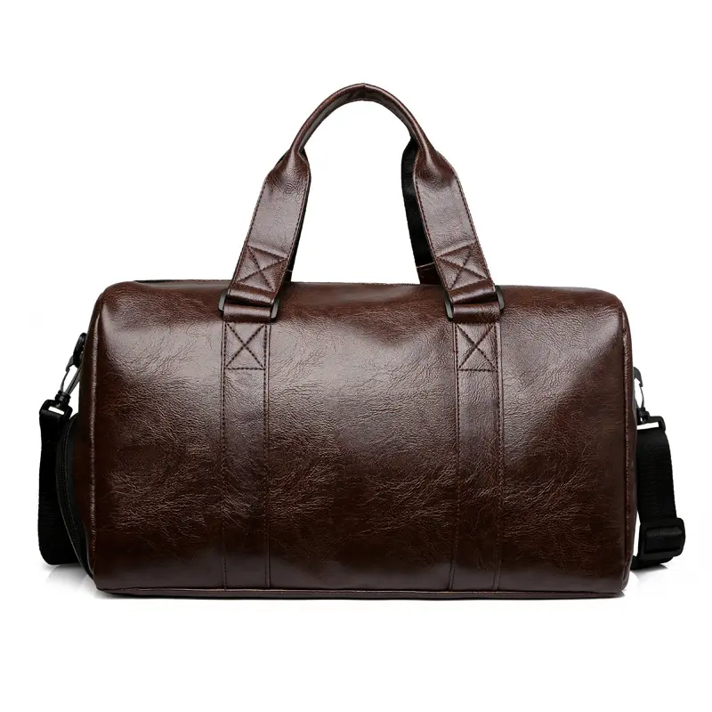 Duffel Bags Faux Leather PU Travel Overnight Weekend Leather Bags Sports Gym Duffel Tote Shoulder Bag for Men and Women