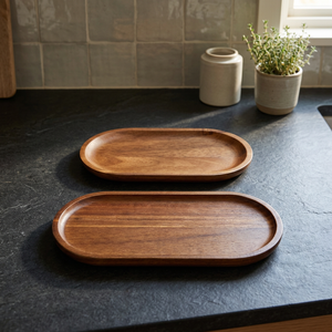 Plateau de service en bois de qualité supérieure, design élégant et durable, parfait pour la maison, la cuisine, la table à manger, le service de thé, de café et de collations - Product Image 3