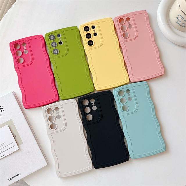 Pure Color Wave Edge Mobile Phone Case for Samsung S26 S25 S24 S23 S22 S21 A17 A56 A36 A15 A34 Shockproof Soft TPU Back Cover