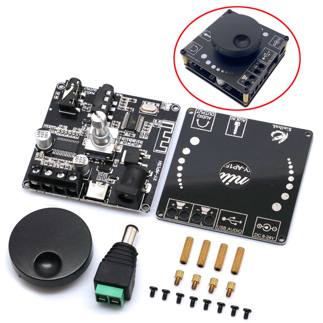 Sinilink Bluetooth 5.0 10W/15W/20W Stereo Power Amplifier Board Mobile Control APP 12V/24V High Power Digital Amplifier Module