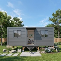 Bureau conteneur extensible moderne de 20 pieds, mini-maison préfabriquée pour studio de jardin, espace de travail calme, ADU avec salon