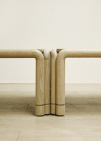 Offre Spéciale moderne table basse en bois massif personnalisée avec tabouret en pierre salon de l'hôtel villa ensemble de meubles de maison