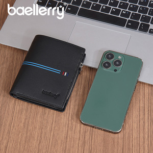 กระเป๋าสตางค์แบบพับสามตอนสำหรับผู้ชาย ยี่ห้อ Baellerry ทำจากหนัง PU พร้อมซิป ใช้งานได้ทุกวัน - Product Image 3