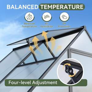 <span class=keywords><strong>Serre</strong></span> <span class=keywords><strong>de</strong></span> <span class=keywords><strong>jardin</strong></span> moderne et écologique <span class=keywords><strong>4x6</strong></span> pieds avec structure en polycarbonate et aluminium, conception accessible - Product Image 5