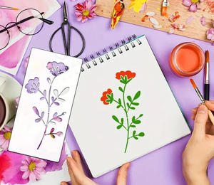 Plantilla Reutilizable de Flores de PET para Pintar, Plantilla de Plantas Silvestres para Arte Mural DIY, Decoración de Muebles de Madera y Manualidades - Product Image 2