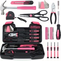 Kit d'outils de réparation pour la maison pour femmes, 39 pièces, rose, avec étui rigide, clé dynamométrique manuelle OEM, kit combiné
