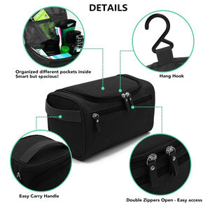 حقيبة غسيل محمولة محمولة مقاومة للماء للنساء للسفر حقيبة مكياج متعددة الوظائف تحمل التخزين - Product Image 3