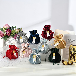 ถุงของขวัญผ้ากำมะหยี่ทรงกลมสุดหรูพร้อมริบบิ้น - Product Image 4