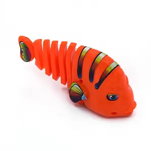 High Quality Multi-color Lock Swing Fish Toy Plastic Wind-up Cartoon Fish Fun Pet Funny Cat Toy