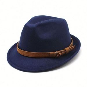 Men Women Vintage Wide With Fedora <b>Hats</b> Short Brim Felt <b>Hat</b> Panama Fedoras Belt Buckle Gift - Product Image 1