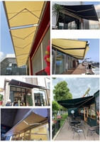 Auvent rétractable complet avec éclairage LED, motorisé, en aluminium, pour patio, balcon, extérieur, avec télécommande
