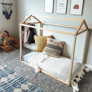 Lit en bois de pin massif pour enfants Meubles de chambre à coucher de style antique sans barrières pour ferme et salon modernes - Product Image 5