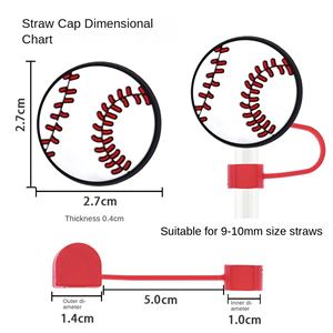 Capuchon de paille décoratif réutilisable souple de haute qualité de 10 mm pour la série de sports de balle, embout de paille en plastique - Product Image 2
