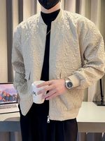 JM053 Veste Homme Polyvalente d'Automne à Col Baseball, Coupe Décontractée et Ample, Manches Longues, Modèle Coréen à Empiècements