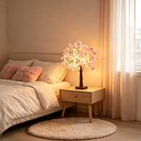 Lampe Premium en forme d'arbre de cerisier 47cm, LED, éclairage Sakura Bonsaï, alimentation USB, veilleuse décorative pour chambre, maison, cadeau