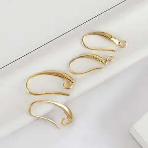 Crescent Hooks earrings 14K Real gold color preserving brass 18k gold plate jewelry making smooth earrings clip