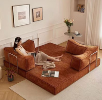 Canapé-lit sectionnel en tissu compressible, amovible et lavable, pour petit appartement, salon, taille simple ou double, en éponge