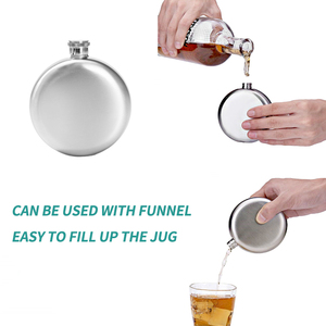 Gourde à liqueur portable en acier inoxydable 304 poli de haute qualité, argentée, 5 oz, ronde, vente en gros pour cadeaux, pour liqueur et <span class=keywords><strong>Baijiu</strong></span> - Product Image 5